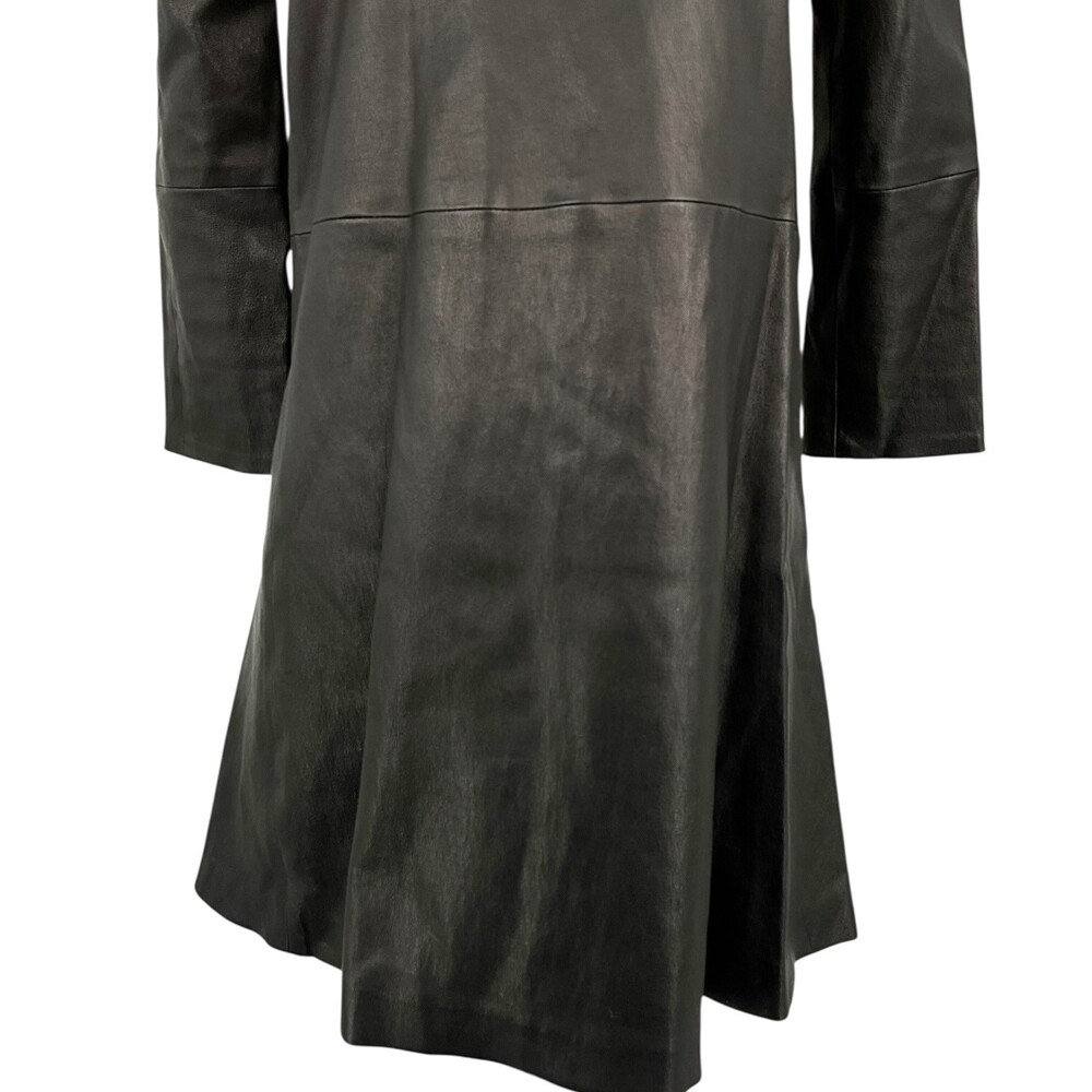 THEPERFEXT Harlem Leather Dress Black Zip Back 3/4 Sleeves Size M Medium - Picture 3 of 11